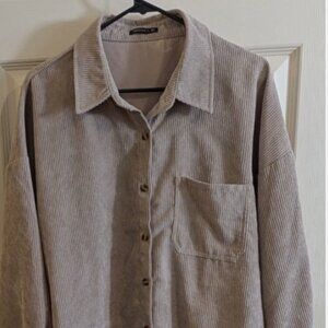 Miholl Womens Size XL Brushed Corduroy Long Sleeve Button Front Jacket Beige